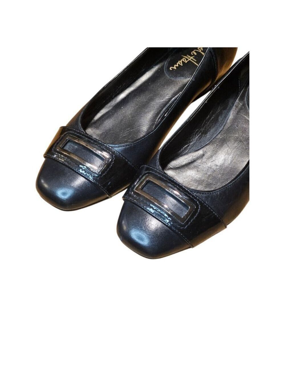 Cole Haan Black Leather Flats with Silver Buckle Size 7.5 - Picture 5 of 16